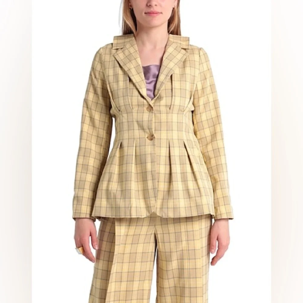 Topshop Yellow Plaid Women’s Blazer | Size 2 - Picture 1 of 11